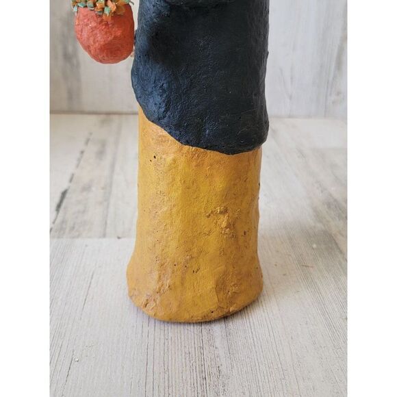 Vintage rustic paper mache witch pumpkin Halloween prop Decor figure - Picture 10 of 11